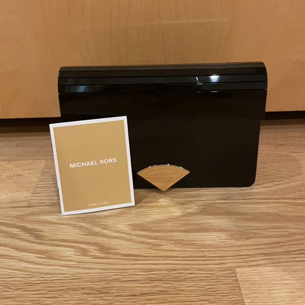 Michael Kors Black Clutch with Gold Chain